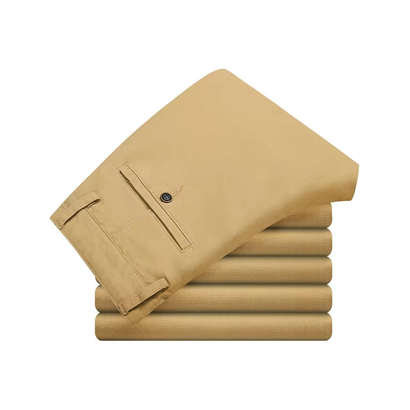 Mens Pants Cotton Casual Stretch Male Trousers Man Long Straight High Quality 4 Color plus Size Pant Suit 42 44 46