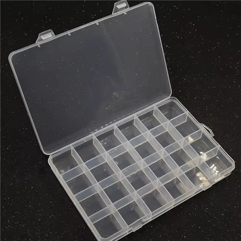 1Pcs Square Transparent Plastic Storage Box Case 10/24 Slot Adjustable for Pills Jewelry Beads Earring Case Organizer