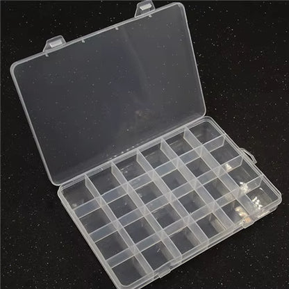 1Pcs Square Transparent Plastic Storage Box Case 10/24 Slot Adjustable for Pills Jewelry Beads Earring Case Organizer