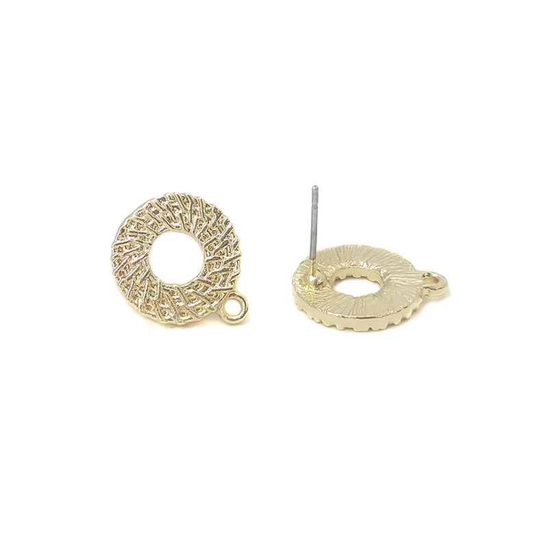New 16*13Mm 10Pieces/Bag Zinc Alloy Gold Concentric Circles Earring Base Connectors Linkers for DIY Earring Jewelry Accessories
