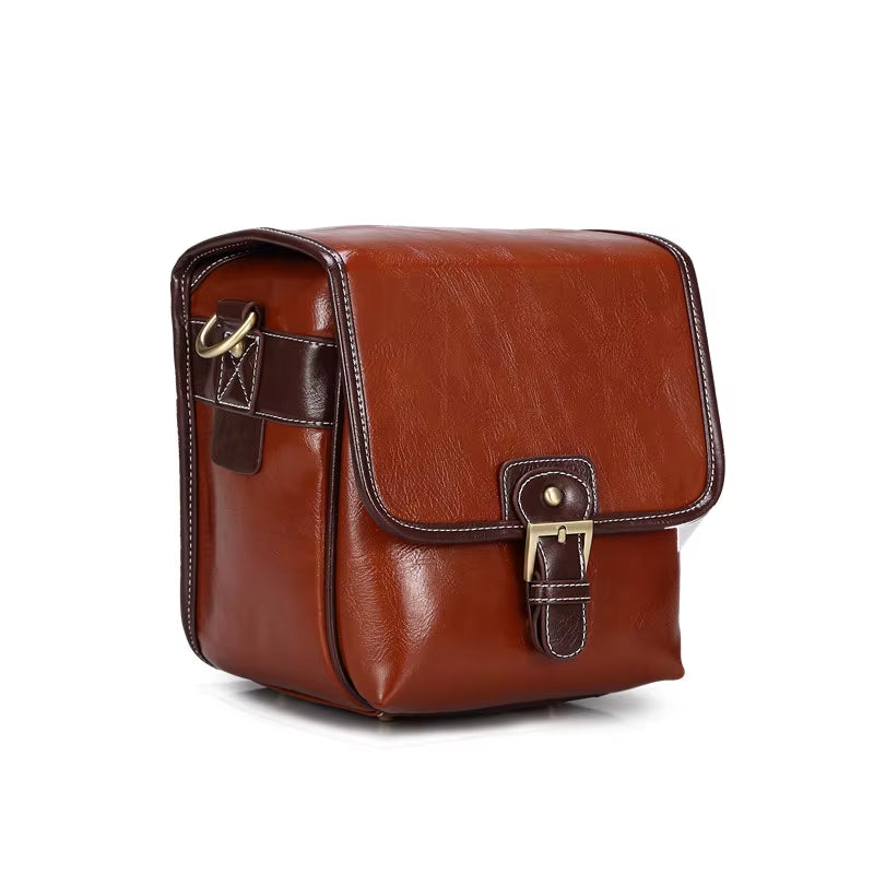 Photo Luxury Camera Stylish Fashion Retro PU Leather Case Handbag Waterproof Shoulder Messenger DSLR Bag for Canon Nikon Sony L