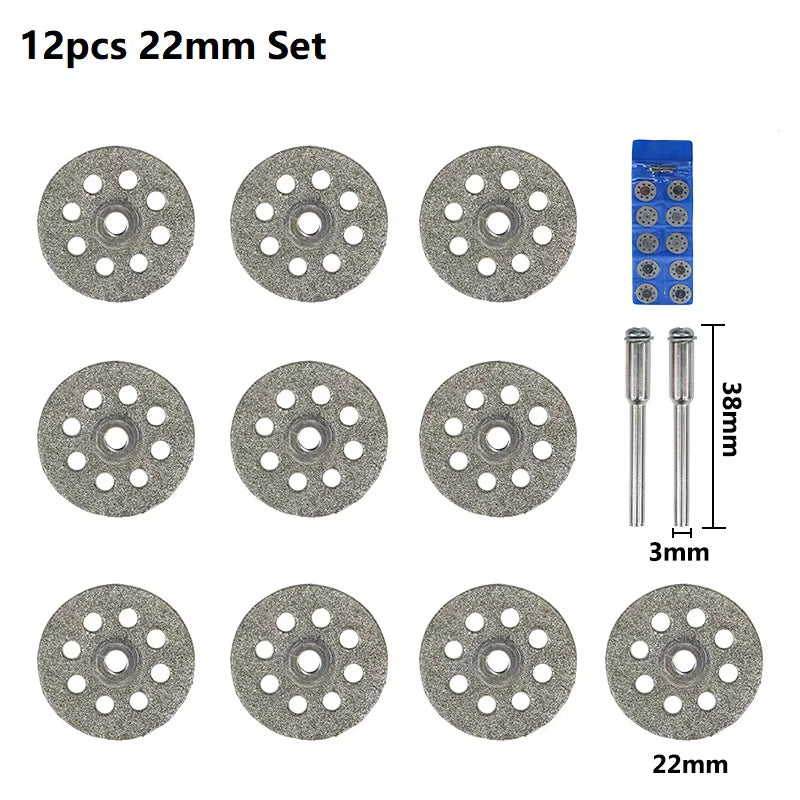 Diamond Saw Blade Diamond Cut off Disc for Dremel Rotary Tools 20Mm 22Mm 25Mm 30Mm with Mandrel Mini Cutting Disc