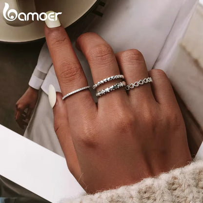 925 Sterling Silver Forever Love Heart Finger Ring Original Jewelry Gift Stackable Bague Korean Jewelry PA7108