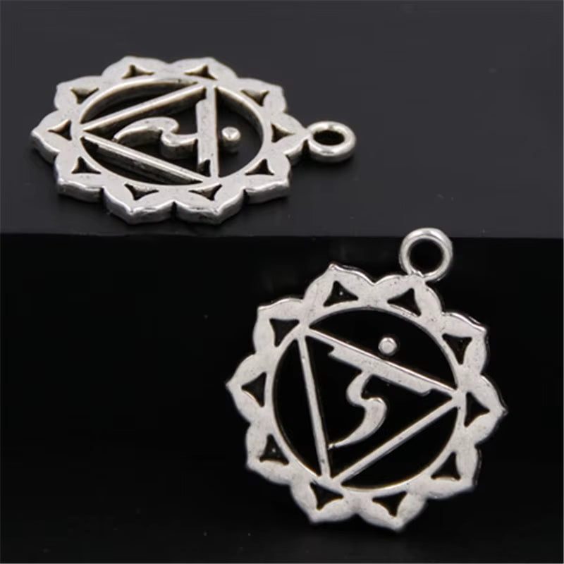 21Pcs Silver Color 7 Chakra Charms Mandala Pendant Yoga OM Buddhist Metal for Jewelry Making Supplies