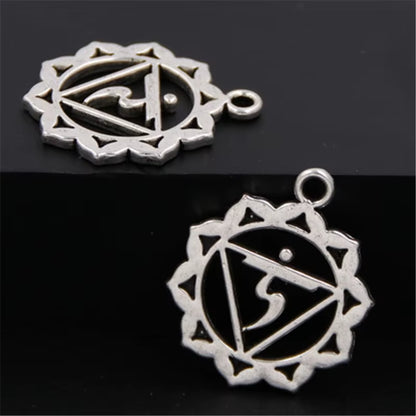 21Pcs Silver Color 7 Chakra Charms Mandala Pendant Yoga OM Buddhist Metal for Jewelry Making Supplies