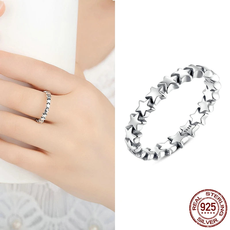 Hot Sale 100% 925 Sterling Silver Styles Stackable Ring Party Finger Wedding Rings for Women Original Fashion Jewelry Gift