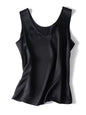 . Women Basic Cozy Tanks, 100%Real Silk, O Neck Sleeveless Chic T Shirt, 2025 Solid Summer Vests, White, Pink, Beige
