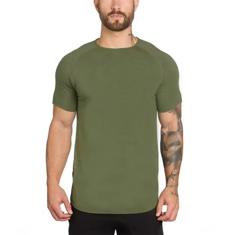 Brand Gym Clothing Fitness T Shirt Men Fashion Extend Hip Hop Summer Short Sleeve T-Shirt Cotton Bodybuilding Muscle Tshirt Man