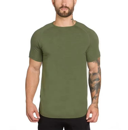 Brand Gym Clothing Fitness T Shirt Men Fashion Extend Hip Hop Summer Short Sleeve T-Shirt Cotton Bodybuilding Muscle Tshirt Man