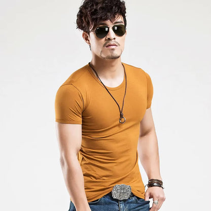 2025 Brand New Men T Shirt Tops V Neck Short Sleeve Tees Men'S Fashion Fitness Hot T-Shirt for Male Man T-Shirt Size 5XL