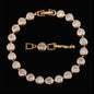 Pera Gorgeous Design Gold Color round Shape Purple Cubic Zirconia Stone Charm Link Bracelets Wedding Jewelry for Women B020