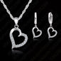 Classic Cubic Zircon Heart Pendant Jewelry Set 925 Sterling Silver Necklace/Earring Women Wedding Sets