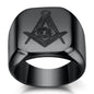 New Arrival Bling CZ Crystal Men Rings with Freemason Masonic Free Mason Signet 316L Stainless Steel Gold Color Jewelry for Men