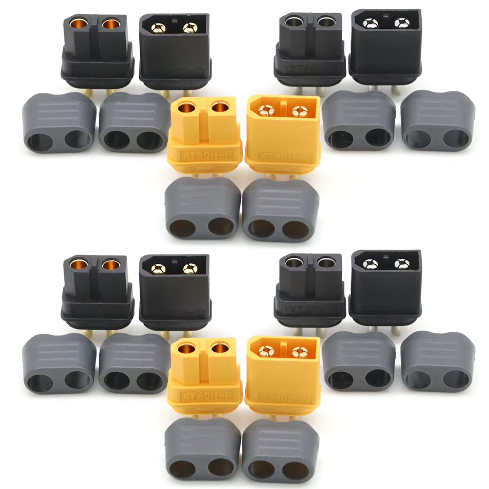 10 X Amass XT60+ XT60H Plug Connector with Sheath Housing 5 Male 5 Female (5 Pair ) for Rc Lipo Battery Rc Drone Car Boat