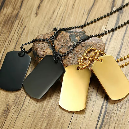 Stainless Steel Double Dog Tag Necklace for Men High Polished Pendant ID Men Jewelry 24" Chain Necklace