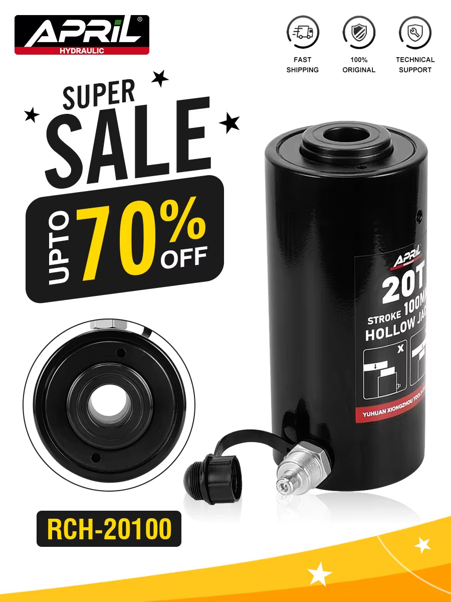Hollow Hydraulic Cylinder RCH-20100 Hydraulic Jack with Tonnage of 20T Work Travel of 100Mm