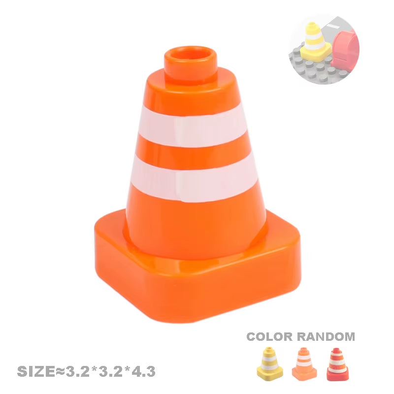 Big Building Blocks Accessories Compatible Train Track Set Traffic Signs Trailer Carriages Railway Rails Children Bricks Toys