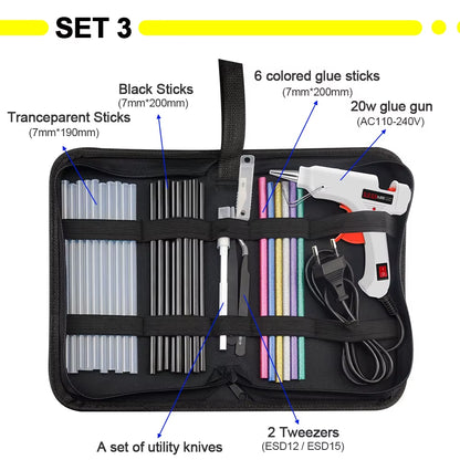 Free Shipping 6 in 1 Glue Gun Set Electric Heat Hot Melt Crafts Repair Tool Professional DIY 110-240V 20W with Sticks Gift