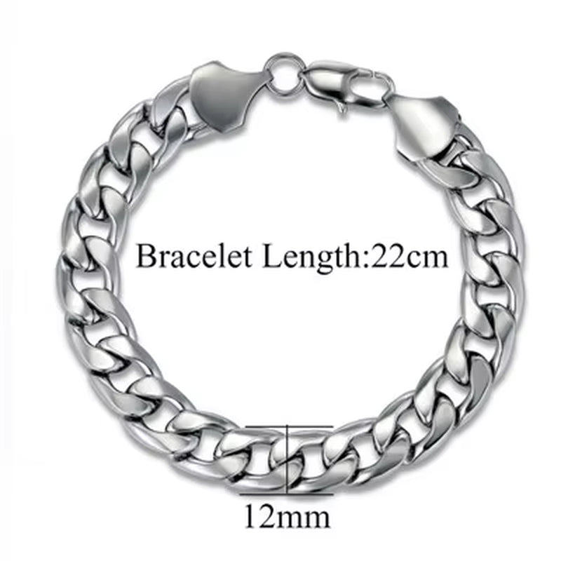 Mens 316L Stainless Steel Male Bracelet Wholesale Braslet Gold Silver Color Braclet Chunky Cuban Chain Link Bracelet for Man