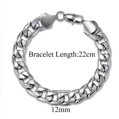 Mens 316L Stainless Steel Male Bracelet Wholesale Braslet Gold Silver Color Braclet Chunky Cuban Chain Link Bracelet for Man