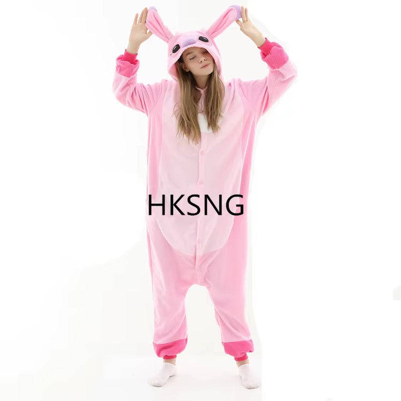 Blue Stitch Kigurumi Animal Adults Cat Bear Shark Onesies Pajama Raccoon Costumes Dragon Jumpsuit Christmas