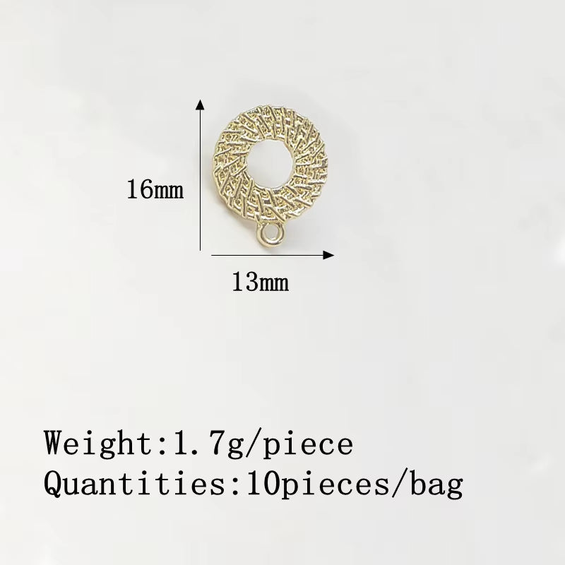 New 16*13Mm 10Pieces/Bag Zinc Alloy Gold Concentric Circles Earring Base Connectors Linkers for DIY Earring Jewelry Accessories