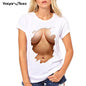 Women Summer Cool Tops Casual 3D Boobs Print and Short Sleeve O-Neck T-Shirt Big Boobs Sexy Breast Design Print T Shirt