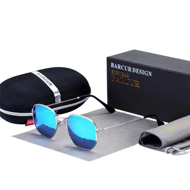 Classic Retro Reflective Sunglasses Man Hexagon Sunglasses Metal Frame Eyewear Sun Glasses with Box Oculos De Sol Gafas