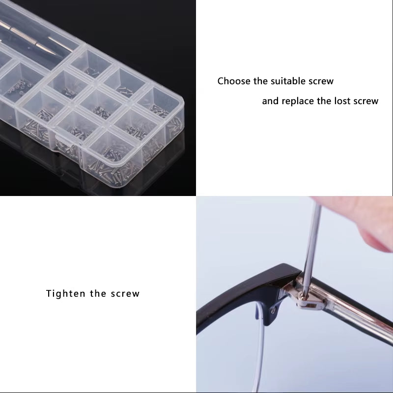 Glasses Screwdriver Screws Sets Eyeglasses Sunglasses Repair Tool Kit Nuts Nose Pad Optical Repair Tool Parts Assorted Kit