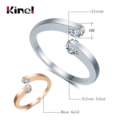 Hot 585 Rose Gold 0.25Ct Rings Double round Natural Zircon Stone Wedding Ring for Women Fashion Fine Jewelry Girls