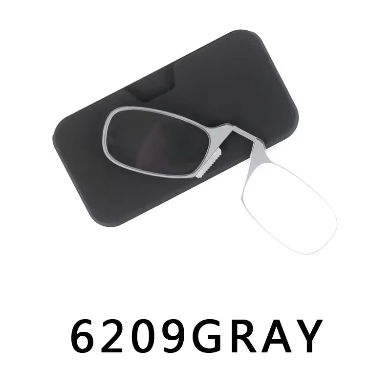 Nose Clip Reading Glasses Man High Quality Men Portable Foam Nose Glasses for Seniors Transparent Eyeglasses with Case