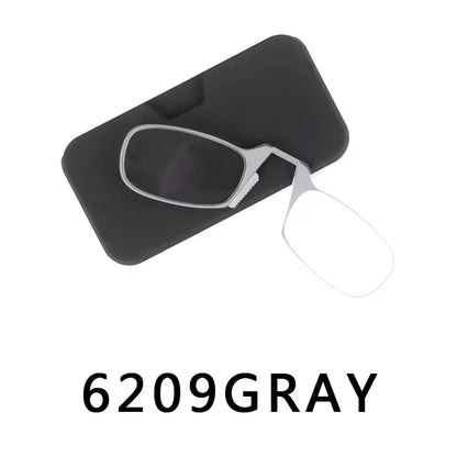 Nose Clip Reading Glasses Man High Quality Men Portable Foam Nose Glasses for Seniors Transparent Eyeglasses with Case