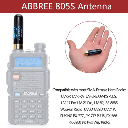 Mini Walkie Talkie Antenna AR-805S SMA- Female Dual Band High Gain Antenna for Baofeng BF-888S UV-5R UV-21 PRO Ham Radio