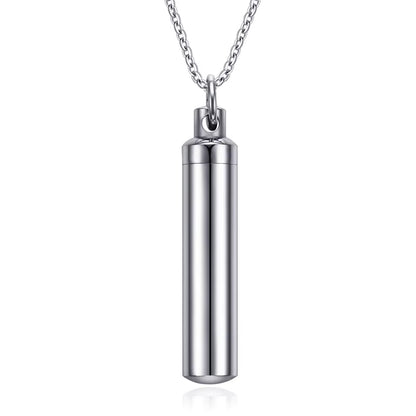Men Woman Capsule Pendant Necklace in Open Cylindrical Pendants Stainless Steel Remembrance Jewelry Pill Filler Kit with Funnel