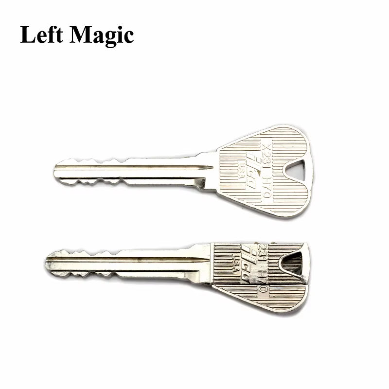 2 Pcs New Magic Trick Toy Folding Key Thru Bottle or Ring Penetration Magic Trick Props Magic Joke Toy Easy to Play