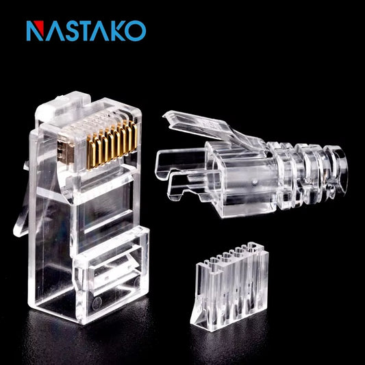 20/50/100Pcs Cat6 RJ45 Connector UTP Cable Ethernet Jack 8P8C Network CAT6 Cat5E Modular Plugs with 6.5Mm RJ45 Caps