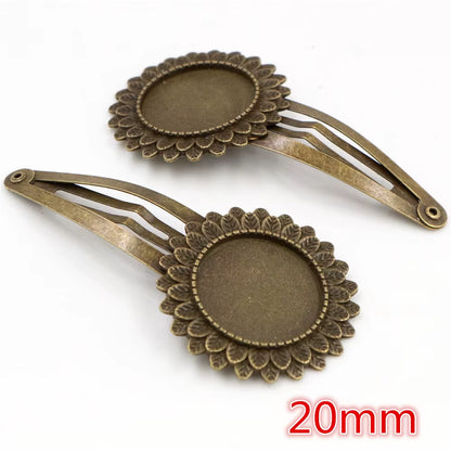 14 16Mm 18Mm 20Mm round Oval 18X25Mm Antique Silver Plated Bronze Copper Material Hairpin Hair Clips Base Setting Cabochon Cameo