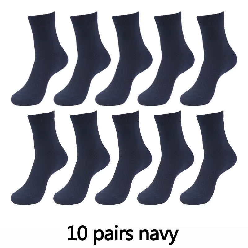 10 Pairs High Quality Bamboo Fiber Men'S Socks Business Breathable Deodorant Compression Socks Men Long Big Size EUR 38-46