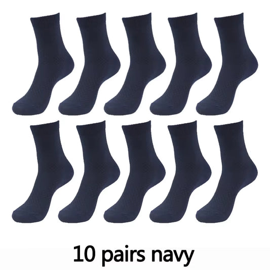 10 Pairs High Quality Bamboo Fiber Men'S Socks Business Breathable Deodorant Compression Socks Men Long Big Size EUR 38-46