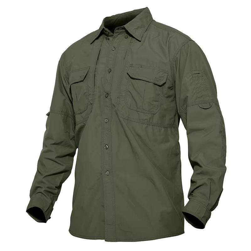 Mens Long Sleeve Shirts Summer Lightweight Quick Drying Shirt Hiking Nylon Shirts Long Sleeve Outdoor Work Cargo Shirts