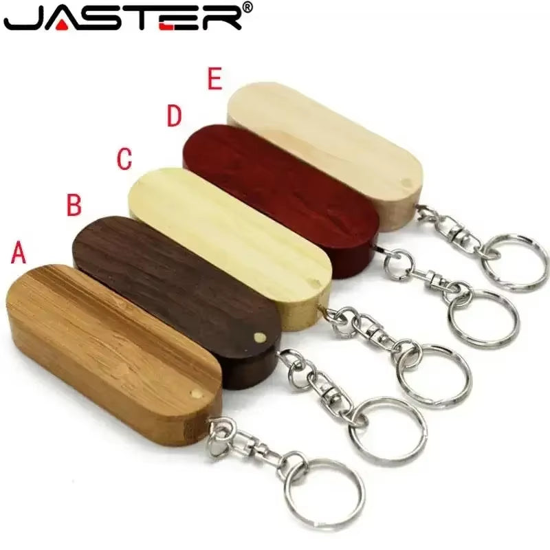 Wooden Rotatable USB USB Flash Drives 128GB Memory Stick Free Custom Logo 64GB 32GB with Key Chain Business Gift Pendrive