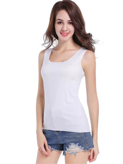 High Quality 2022Summer Solid Seamless Women Tank Tops Soft Modal Vest Sleeveless T Shirt Female White Tanks No-Trace TOPS