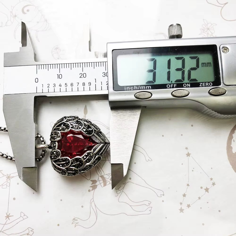 Pendant Necklace Red Winged Heart Brand Link Chain Fashion Jewelry Europe Style 925 Stering Silver Gift for Women