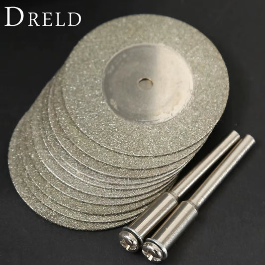 10Pcs 35Mm Stone Jade Glass Diamond Cutting Disc Fit for Rotary Tool Dremel Accessories Drills Cutting Blade with Two Mandrel