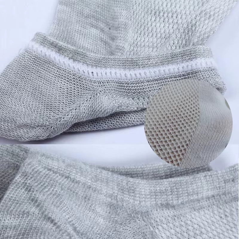 6 Pairs Breathable Men'S Socks Short Ankle Elastic Solid Color Mesh High Quality Business Unisex Sokken plus Size EU38-47