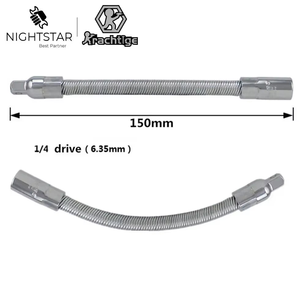 150Mm Flexible Extension Bars 1/4" Drive 6.3Mm Socket Tool Ratchet 1/4" Flexible Shaft Screwdriver Bit  Extension