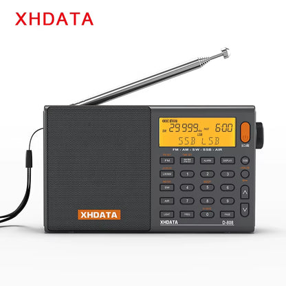 D-808 AM/FM/SW/MW SSB AIR RDS Full Band Portable Radio with Multifunction Deep Sound Stereo Rechargeable Radio Receiver
