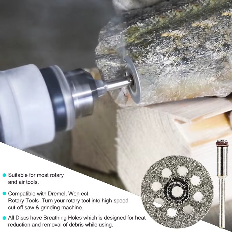 Diamond Saw Blade Diamond Cut off Disc for Dremel Rotary Tools 20Mm 22Mm 25Mm 30Mm with Mandrel Mini Cutting Disc