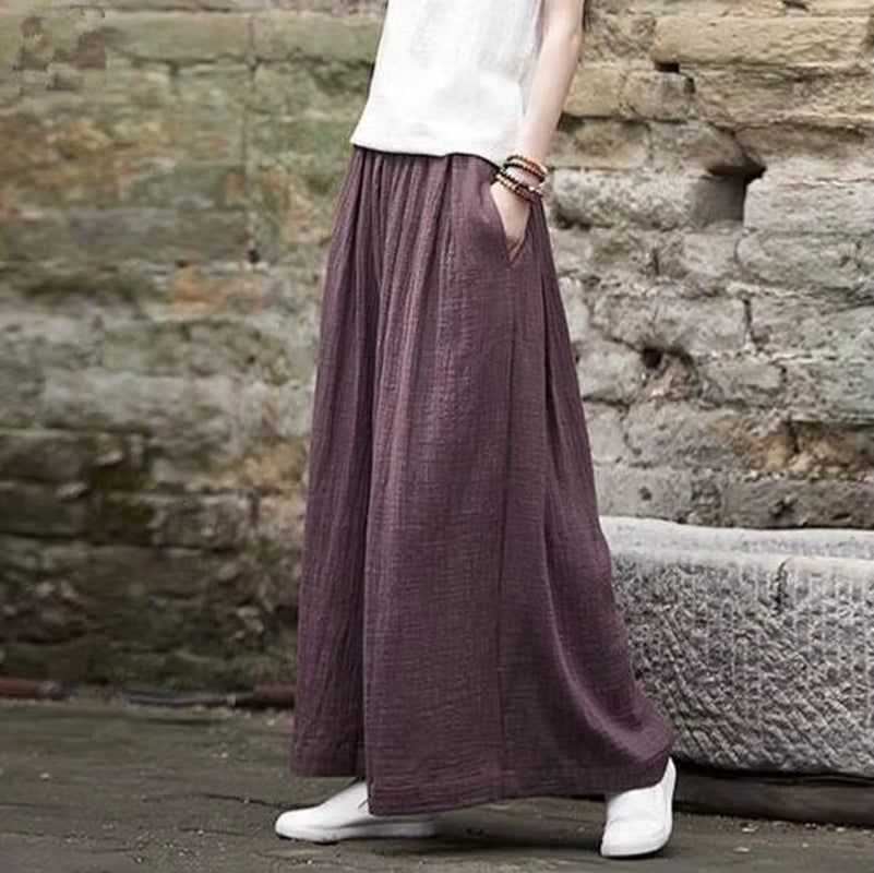 2025 Spring Fashion Cotton Wide Leg Pants plus Size Female Loose Casual Cotton Linen Pants Trouser Autunm Vintage Long Pants