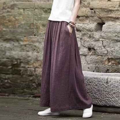 2025 Spring Fashion Cotton Wide Leg Pants plus Size Female Loose Casual Cotton Linen Pants Trouser Autunm Vintage Long Pants